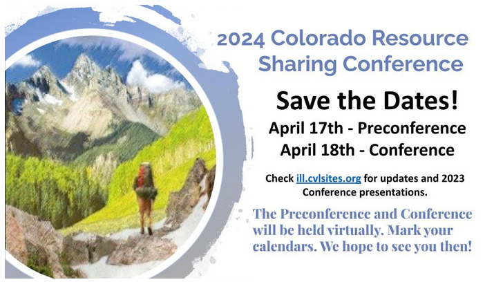 Flyer image: 2024 Colorado Resource Sharing Conference save the dates